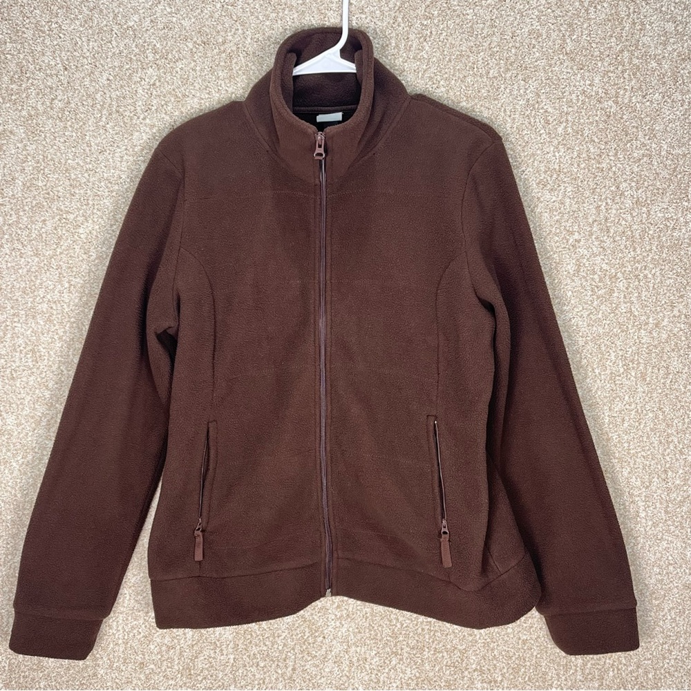Brown Full-Zip Fleece Jacket Target Merona fleece size large pockets spring